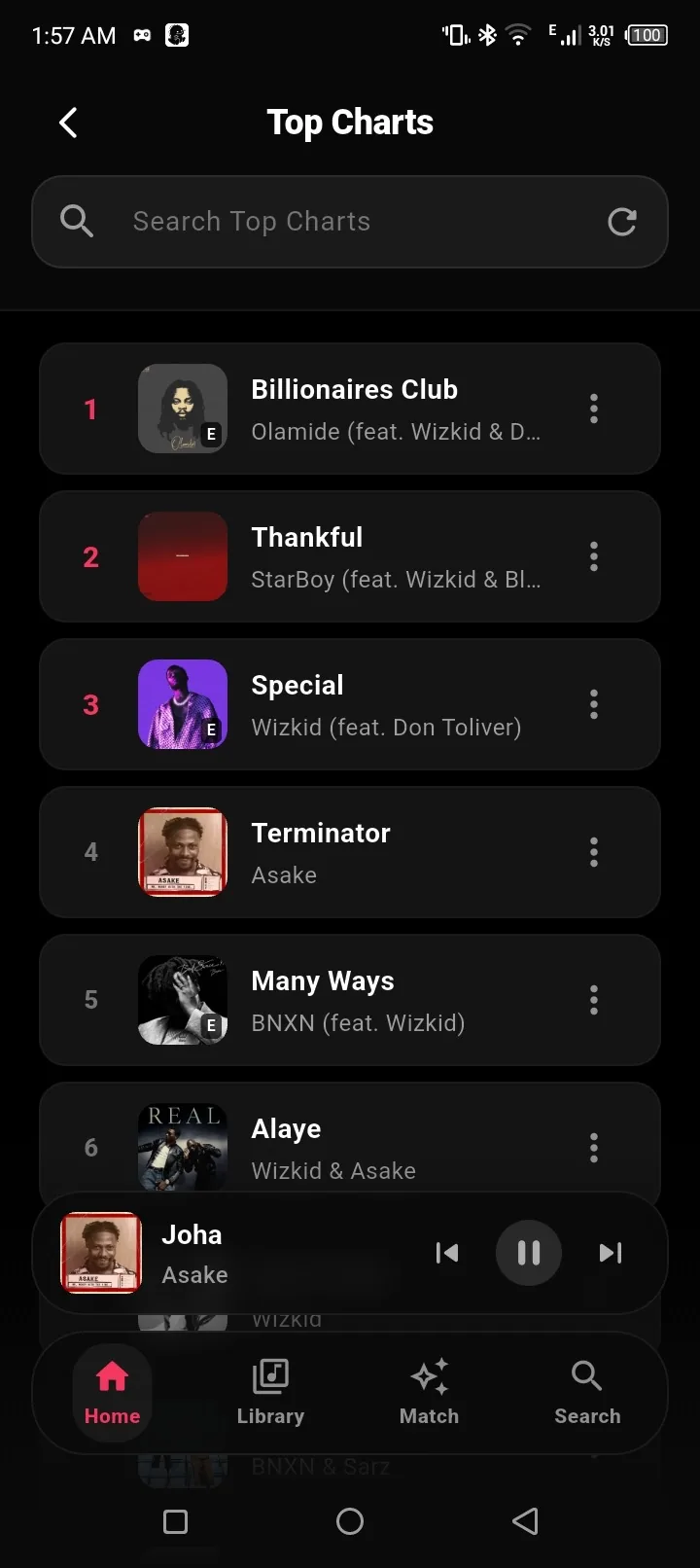 Rhyto top charts screen