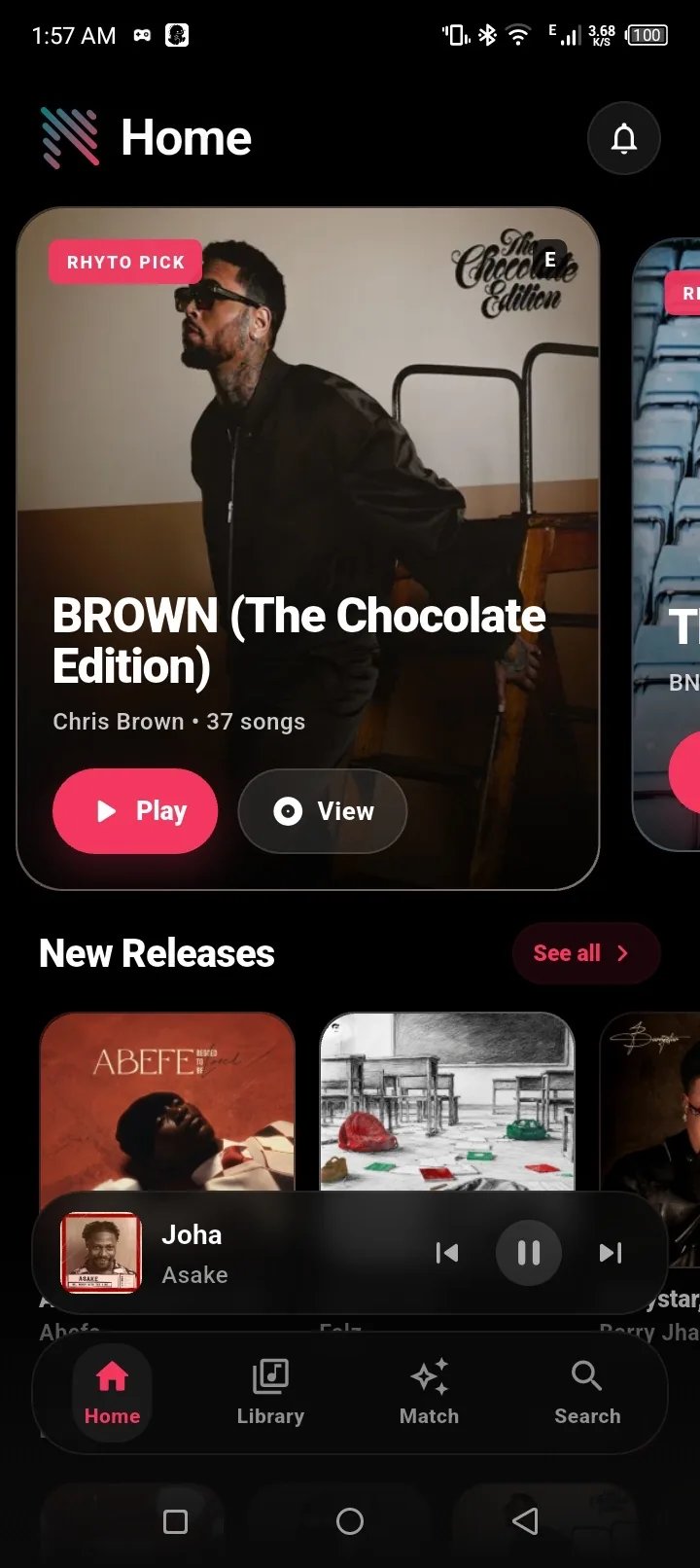 Rhyto Home screen